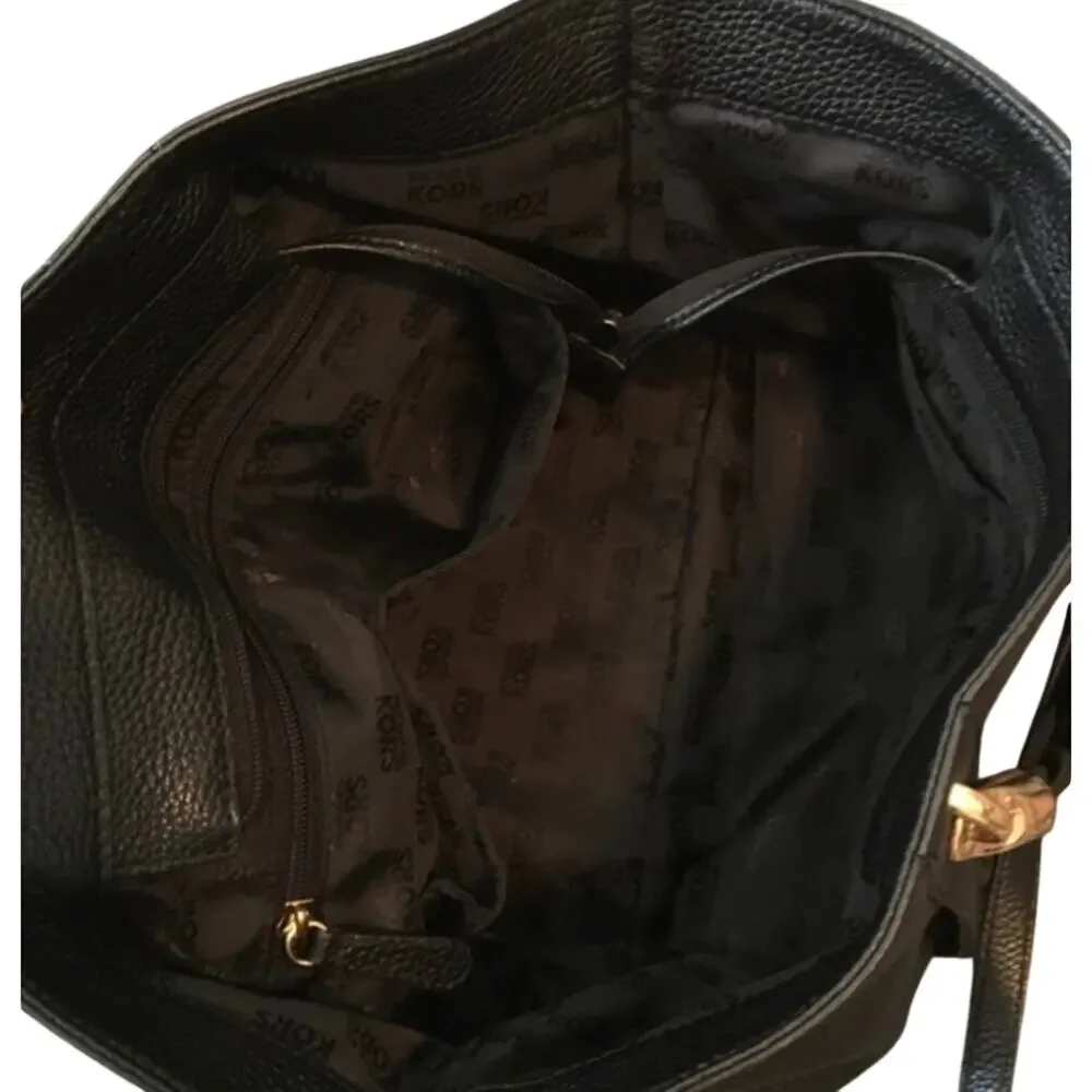 Michael Kors Black Leather Shoulder Bag Satchel Handbag - Picture 2 of 10